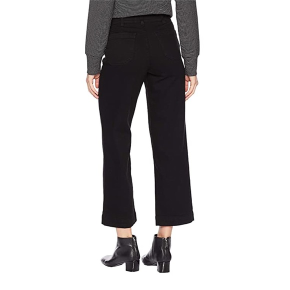 Paige Nellie Wide Leg Cropped Ankle Black Overdye Denim Jeans size 31 - Picture 4 of 15